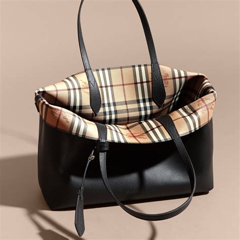 burberry logo printed tote|burberry check and leather tote.